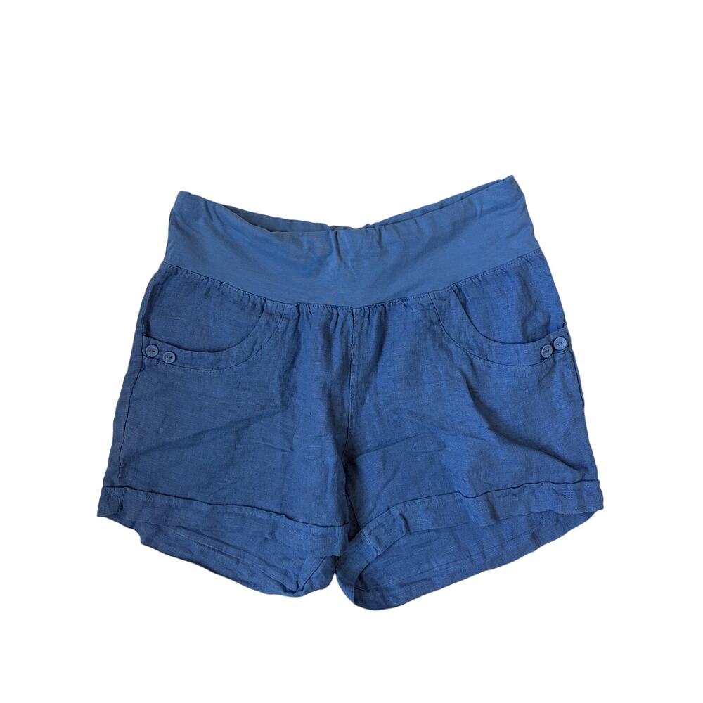 Splendid Iris Linen Shorts (Blue) - Medium